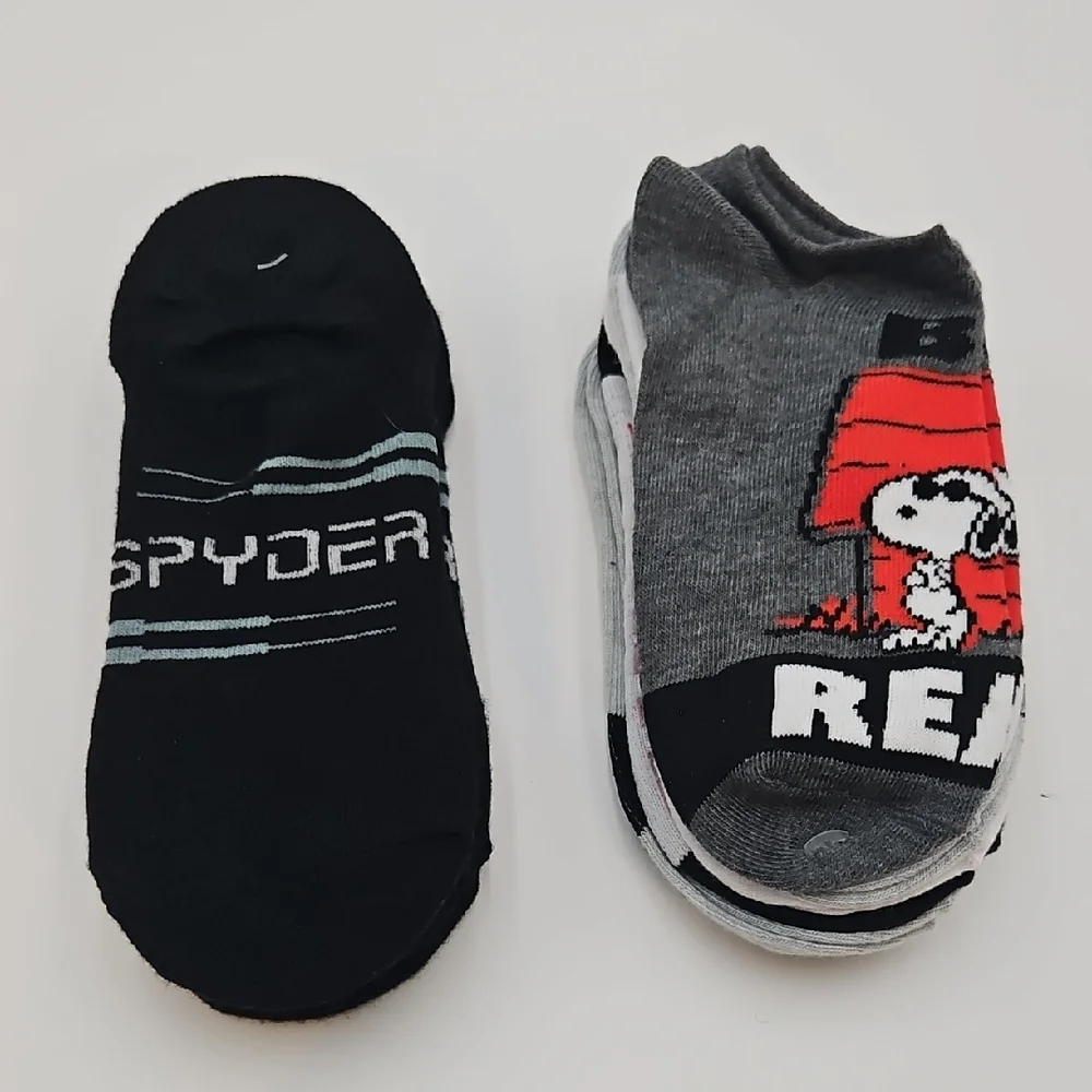 Spyder Ankle Socks & Snoopy Ankle Socks Design New Black Gray New